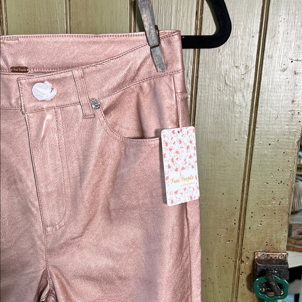 FREE PEOPLE pink faux leather pants - Picture 5 of 9
